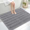 OLANLY Thick Large Bathroom Rugs 40x32, Extra Soft Absorbent Chenille Striped Bath Rugs, Rubber Backing, Machine Wash Dry, Bath Mats for Bathroom Floor, Tub and Shower, Home Decor Accessories, Grey