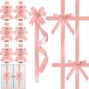 Crowye 14 Pcs Christmas Cabinet Bow for Kitchen Door Ribbon Bow Christmas Wreath Bow Christmas Door Bow Festival Wrapping Decorations for Tree Kitchen Fireplace Home Front Party(Rose Gold) (Polyester)
