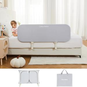 Ciilee Baby Bed Rail for Toddlers Portable Travel Kids Beds Guard Rails for Queen Bed Foldable Children Side Railing for Twin Beds Adjustable Bedrail Barandas para Camas de NiosGrey,32in (31.5Inch)