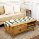 2 x Solino Home Linen Table Runner 48 Inches - 100% Pure Linen Buffalo Check Olive and White Table Runner 14 x 48 Inch Ideal for Dresser and Coffee Tables, Summer