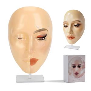 CHADWICK 5D Silicone Makeup Practice Face Board - Reusable Mannequin for Beginner and Professional Eye Makeup Artists - Girl's Gift (Light)