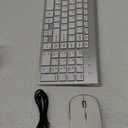 J JOYACCESS Wireless Keyboard and Mouse Combo with 7 Backlit Options,Quiet Light Up Keys,Type-C Rechargeable,Sleep Mode-2.4G Slient Portable Cordless Combo for Laptop/PC/Computer/Mac(White+Sliver)