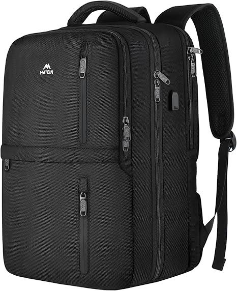 MATEIN Extra Large 45L Travel Laptop Backpack, Airline Approved Carry on Backpack with USB Port & Shoe Compartment, Water Resistant Luggage College Overnight Weekender Travel Bag Fit 18" Laptop, Black Visit the MATEIN Store XXL