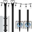 Ottsuls 2 Pack String Light Poles, 10ft Lights Poles for Outside String Light, Outdoor Light Poles with 5 Prong Fork,Poles/Post/Stand for Patio,Backyard,Fence,Deck, Garden Wedding Decor (9.9FT-2PCS)