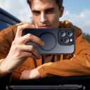 SPIDERCASE Designed for iPhone 15 Pro Max Case, Magnetic Translucent [2 Tempered Glass Screen Protector] [Full Camera Protection] Anti-Fingerprint Anti-Scratch for iPhone 15 Pro Max 6.7, Black