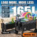 330Lbs Collapsible Folding Wagon, Beach Wagon Cart Heavy Duty Foldable with Big Wheels, Utility Grocery Wagon with 165L Large Capacity for Camping Garden Sports, Black