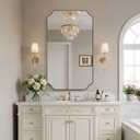MIRRORART 24x48'' Scalloped Gold Bathroom Mirror, Full-Length Wall Mirror
