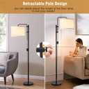 GyroVu Floor Lamp for Living Room, Adjustable Height Standing Lamps with 350° Rotate White Lampshade, 67.5-Inch Modern Tall Lamp Dimmable Floor Lamps for Corner Bedroom Home Office (Bulb Included) White Fabric Shade