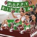 Football Birthday Party Decorations Football Plates Napkins Tablecloth Banner Football Party Supplies Tableware Set for Football Game Day Tailgate Party Decorations, Serve 25