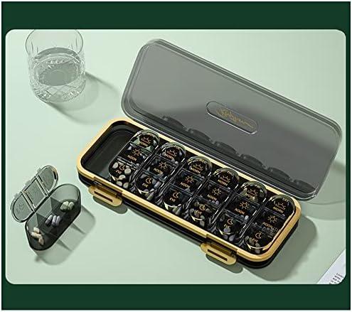Zonlong Weekly Pill Organizer/ Dispensers, 3 Times A Day, 7 Day Large Compartments Travel Pill Container/ Box, Moisture-Proof Medicine Case for Fish Oil Vitamins Pills (Transparent Black)