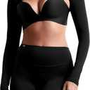 Hiball Workout Bolero Shrug Crop Top Long Sleeve Women, Sports Shrug Cropped Shirts, Cooling Shawl Arm Sleeves (Black, XL)