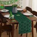 2 x St Patricks Day Table Runner 13x72 Inch Soft Plush Faux Fur Jacquard Green Shamrock Table Runner, Spring St Patrick's Day Kitchen Dining Table Decoration for Home Party Decor ZR006A72