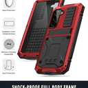 Simicoo Compatible with Samsung S22 Plus Metal Bumper Silicone Case with Stand Hybrid Military Shockproof Heavy Duty Rugged case Built-in Screen Protector Cover (Red)