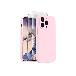 FireNova Designed for iPhone 13 Pro Max Case, Silicone [Camera Protection] Phone Case with [2 Screen Protectors], Soft Anti-Scratch Microfiber Lining Inside, 6.7 inch, Chalk Pink