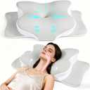 Cervical Pillow for Neck Pain Relief, Hollow Design Odorless Memory Foam Pillows with Cooling Case, Adjustable Orthopedic Bed Pillow for Sleeping, Support for Side Back Sleepers (Green)