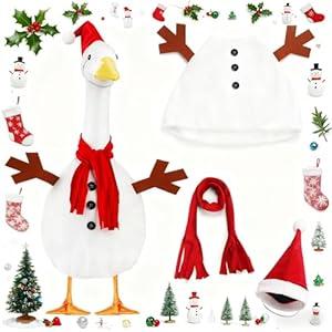 VicJasmine Christmas Porch Goose Outfit Snowman Goose Clothes for 23" Cement Statue Costume Outdoor Lawn Yard Patio Winter Decor