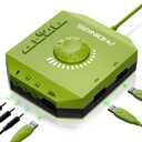 T10 External Sound Card, PHOINIKAS USB Audio Adapter for PC Windows, Mac, Linux, Laptops, Desktops, Stereo Sound Card with 3.5mm Interface & USB Interface, Volume Control, Plug & Play (6-in-1, Green)