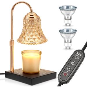 DORESshop Candle Warmer Lamp, Dimmable Candle Lamp Warmer with Timer, 2H/4H/8H, Compatible with Large Jar, with 2 Light Bulbs