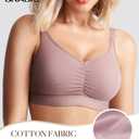 BRABIC Wireless Bras for Women Full Coverage Comfortable No Underwire Everyday Bras Comfort V Neck Push Up Bralettes (Beige, S)