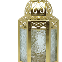 1pk Small Gold Metal Decorative Moroccan Lantern Candle Holder Lamp - Indoor Home Decor, Outdoor Patio, Weddings, Christmas