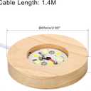 PATIKIL Wooden LED Light Base Stand, 2 Packs Round Wooden 4.72" Dia 3-Colored Light Dimmable Display Pedestals for Crystal Glass Art Decorations, Wood Color