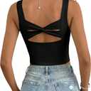 Dokotoo Womens Workout Tank Tops with Built in Bra Casual Sleeveless Shirts Cross Backless Fitted Going Out Tops, XL