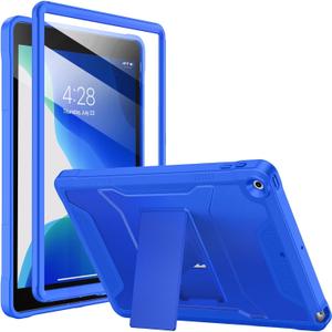 Soke Case for iPad 9th/8th/7th Generation 10.2-Inch (2021/2020/2019 Release), with Built-in Screen Protector and Kickstand, Rugged Full Body Protective Cover for Apple iPad 10.2 Inch - Abyss Blue
