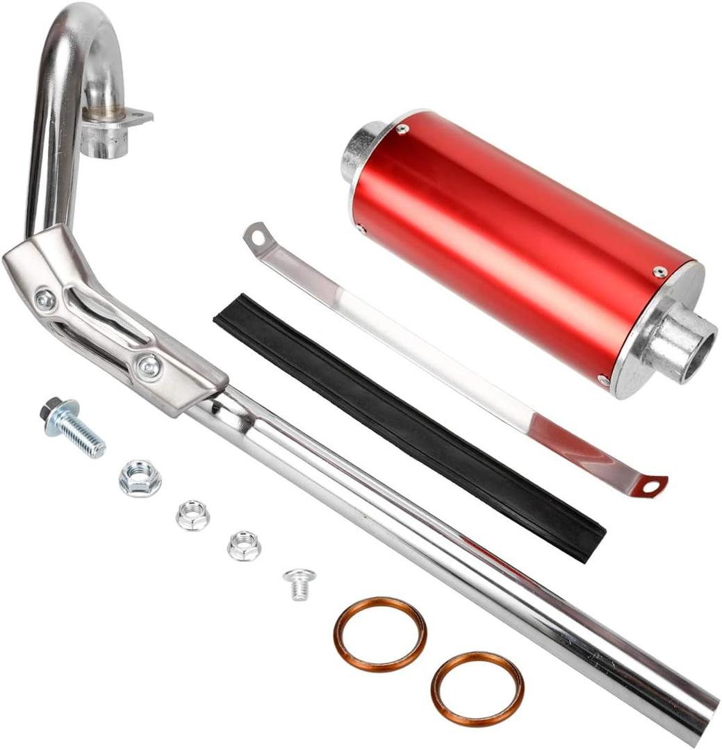FVRITO Exhaust Pipe Muffler Silencer Kit for 125cc 110cc 70cc Dirt Pit Bike, 28mm Muffler for Chinese XR50 CRF50 Coolster SSR Baja Taotao Atomik Thumpstar Roketa Apollo Motorcycle ATV Parts Red