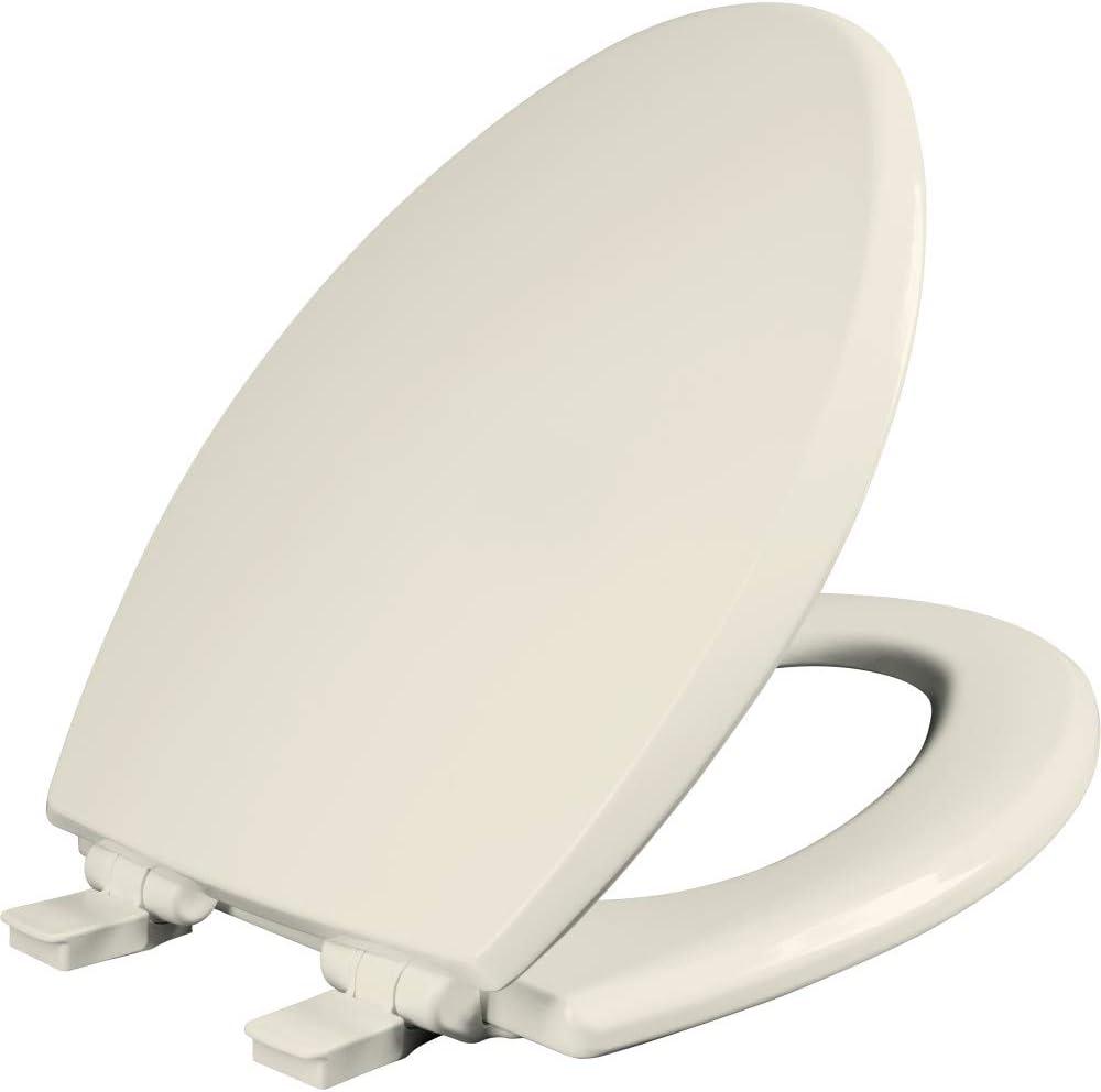 Mayfair Cassel Slow Close Toilet Seat, Easy Clean, Non Slip Premium Wood Seat, Easy Install, Made in USA, Elongated, Biscuit