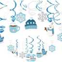 30Pcs Christmas Hanging Swirl Decorations Winter Wonderland Party Decorations Snow Frozen Ceiling Whirl Hanging Elk Snowflake Snowman Ceiling Swirls Snow for Frozen Party Decoration