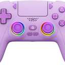 IWGAME RGB Wireless Controller for PS5/PC, Hall Effect Joysticks & Triggers Gamepad with programmable/Remap/Turbo Functions, Dual Vibration, 3.5MM Audio Jack(Purple)