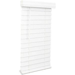 LOTUS & WINDOWARE 2.5-inch Cordless Faux Wood Blind, Plantation Style, 23" Wide x 48" Long, Smooth, Bright White – for Living Room, Bedroom, Interior Door Windows