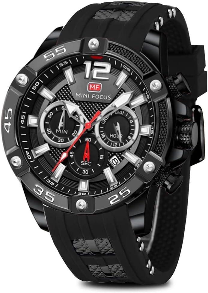 AIMES Watch for Men Sport Military Waterproof Chronograph Mens Watches Analog Quartz Big Face Classic Stylish Fashion Casual Designer Business Work Wrist Watch Elegant Gift for Men (A2-Black)