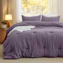 Bedsure California King Comforter Set, Grayish Purple Soft Prewashed Bedding for All Seasons, 3 Pieces GentleSoft™ Bed Set, 1 Lightweight Comforter (104"x96") and 2 Pillowcases (20"x36")