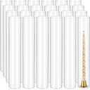24 Pcs Hurricane Candle Holder Sleeve, H:14" D:2.5" Bottomless Glass Cylinder Candleholder Tall Clear Glass Cylinder Open Both Ends, Chimney Tube Cover, Open Ended Candle Shade