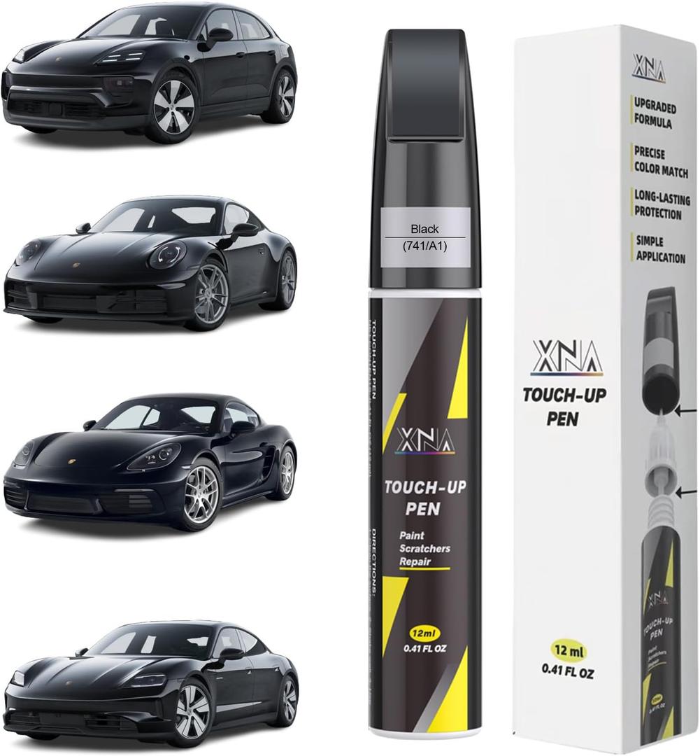 XNA Black(741/A1) for Porsche Touch Up Paint, Car Scratch Remover for Nicks and Chips Repair, 2-In-1 Quick & Easy Fix Car Scratch Repair Kit with Exact Color-Matched (EXP 12/31/36)