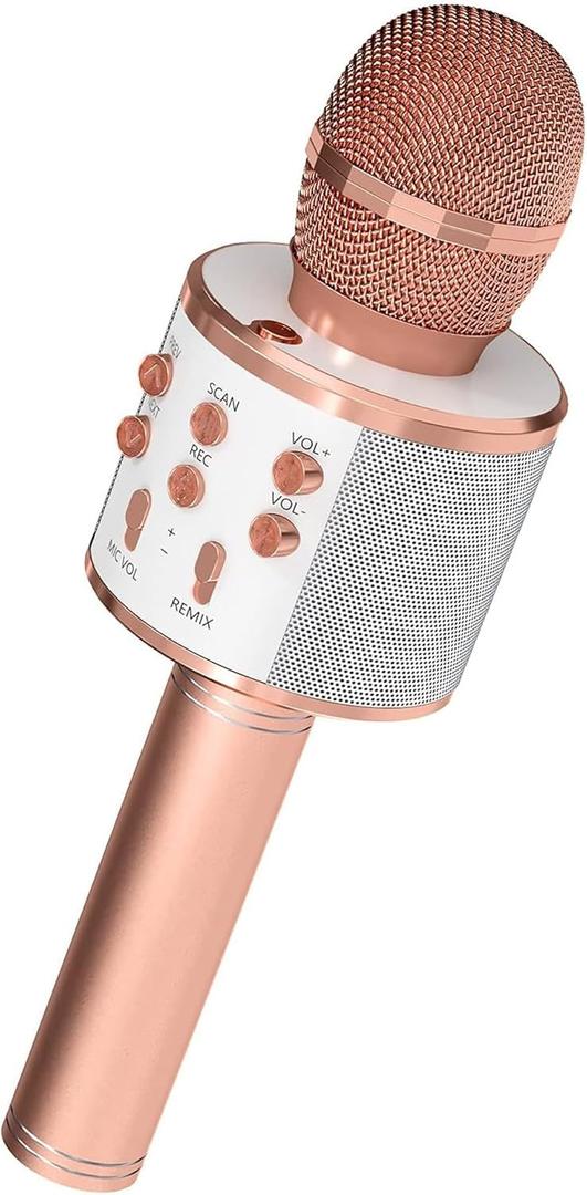 5 CORE Bluetooth Wireless Karaoke Microphone All-in-One Premium Handheld Karaoke Mic Speaker Recorder Player w/ Adjustable Remix FM Radio Great Gifts for Girls Boys Adults All Age WM SPK Copper