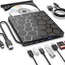 External CD DVD Drive,8 in 1 USB 3.0 and Type-C Disc Reader Writer Burner Player,Slim and Portable CD DVD +/-RW Optical Drive for PC Laptop Desktop MacBook Mac Windows Linux OS Apple (8 in 1)