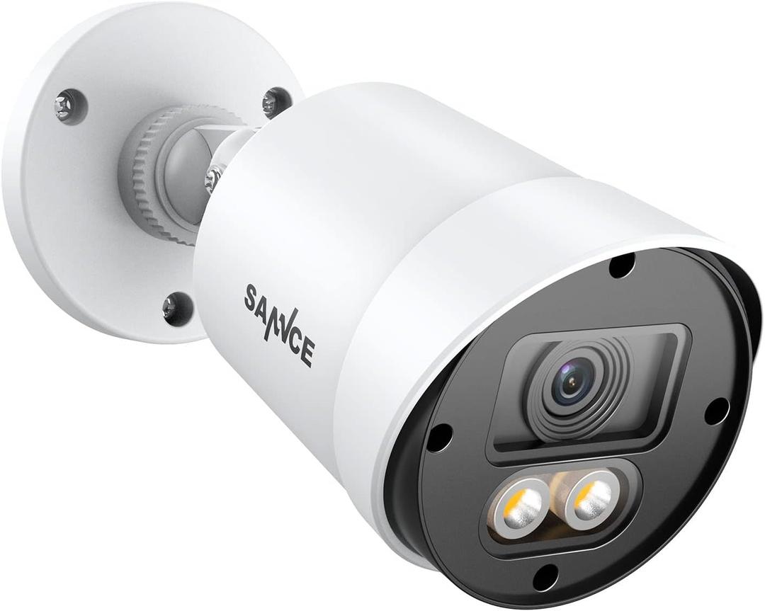 SANNCE Full Color Night Vision 1080P TVI Bullet Wired Security Camera,2 Warm Lights, IP66 Weatherproof for Indoor Outdoor Use, 100ft Clear Full Color Night Vision, Only a Camera, No Power Supply
