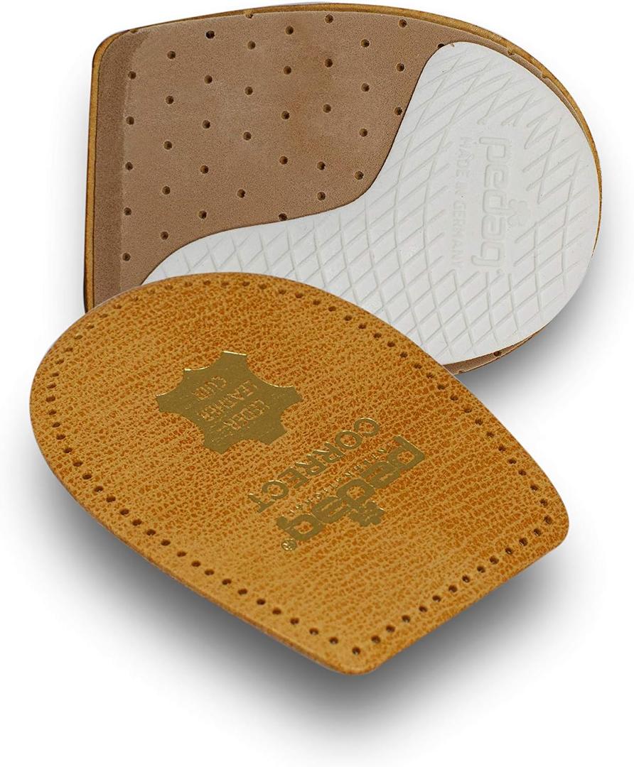 pedag Correct | German Made Medial and Lateral Wedge Heel Straightener Insert | for Pronation and Supination, Knock Knee Pain, Bow Legs | Vegetable Tanned Leather | Medium (Women 8 to Men 7) (Medium (Pack of 1))