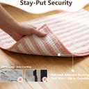 Chenille Bathroom Rug Non Slip Washable, Absorbent Bath Mat with Quick Dry Surface and Durable Hot Melt Adhesive Backing for Floor, Tub, Shower, Sink, Small (16" x 24"), Pink and White Pinstripe