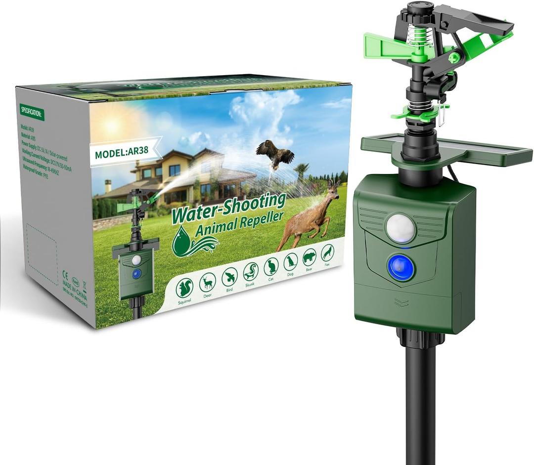 2025 Upgraded Cat Repellent Outdoor, Skunk Repellent for Yard, Motion Activated Sprinkler, Animal Deterrent Devices Outdoor for Deer Raccoon Rabbit Dog Squirrel Out of Garden