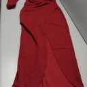 ZESICA Women's One Shoulder Long Sleeve Cocktail Dress Sexy High Slit Ruched Bodycon Wedding Guest Maxi Dresses (Medium, Wine Red)