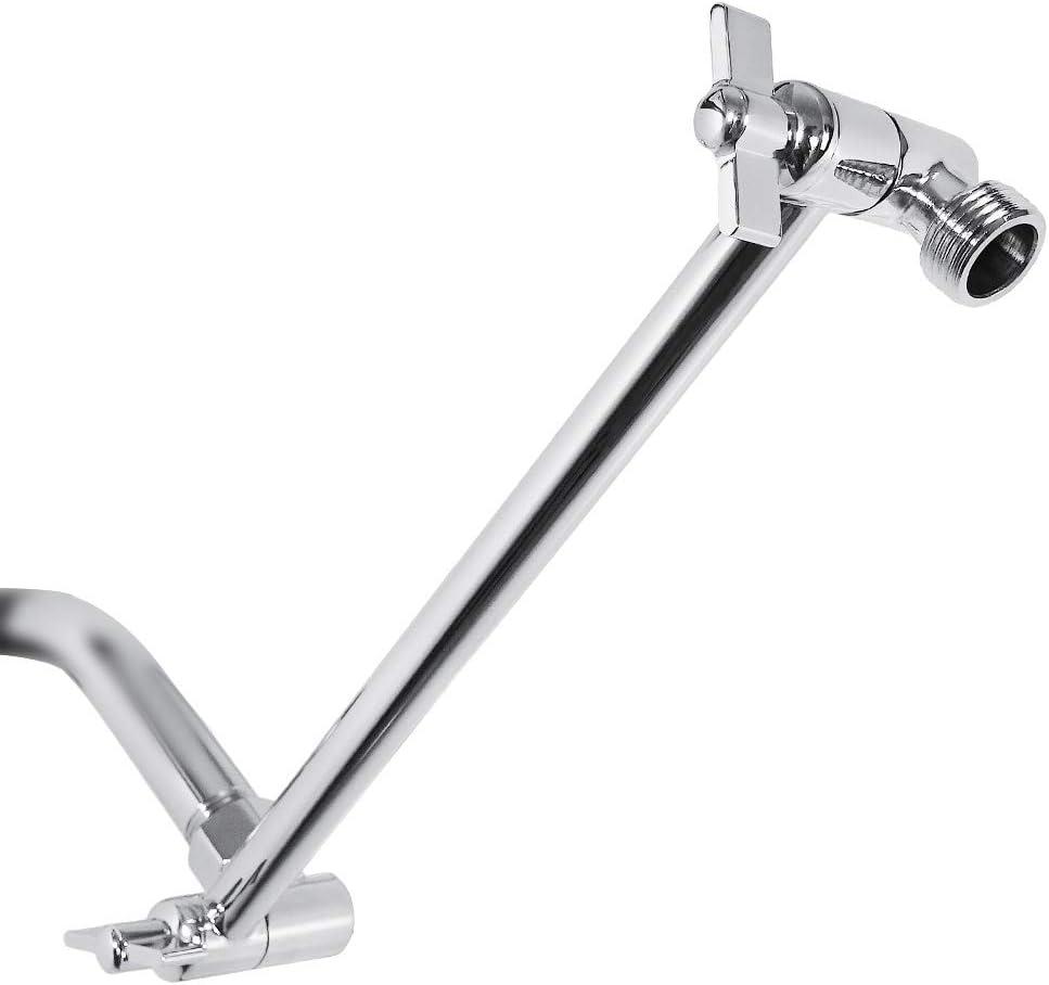 NearMoon Adjustable Shower Arm Universal Connection, Solid Brass Extension Arm, Adjust Angle to Upgrade Shower Experience, Easy to Install, Anti-leak (Chrome Finish)