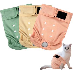 Tuiskusa Cat Diapers, Reusable Cat Diapers with Good Absorbency, Washable Diapers for Kittens & Cats, Secure Fit (3 Pack) Small