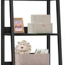 Furologee 5-Tier Ladder Shelf, Narrow Ladder Bookshelf with Drawer, 55.6Tall Industrial Bookcase Storage Rack Organizer, Freestanding Storage Shelve for Living Room, Home Office, Bedroom, Black Oak