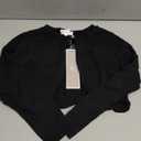 Girls' Cropped Long Sleeve Knitted Bolero Cardigan with Bowknot Button Closure - Kids' Shrug Sweater Jacket Outwear 5-6 Years Black
