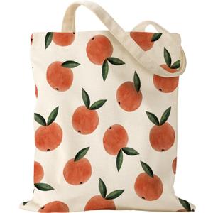 Aesthetic Canvas Tote Bag for Women - Sturdy Cloth Cotton Totes Bag with Pattern Shoulder Bag