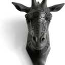 Giraffe Head Single Wall Hook/Hanger Animal Shaped Coat Hat Hook Heavy Duty, Rustic Decorative Gift, Black