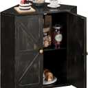 Corner Bread Box for Kitchen Counter Double Layer Bamboo Bread Storage Container Large Capacity Bread Storage Bin Farmhouse Breadbox Organizer (Antique Black)